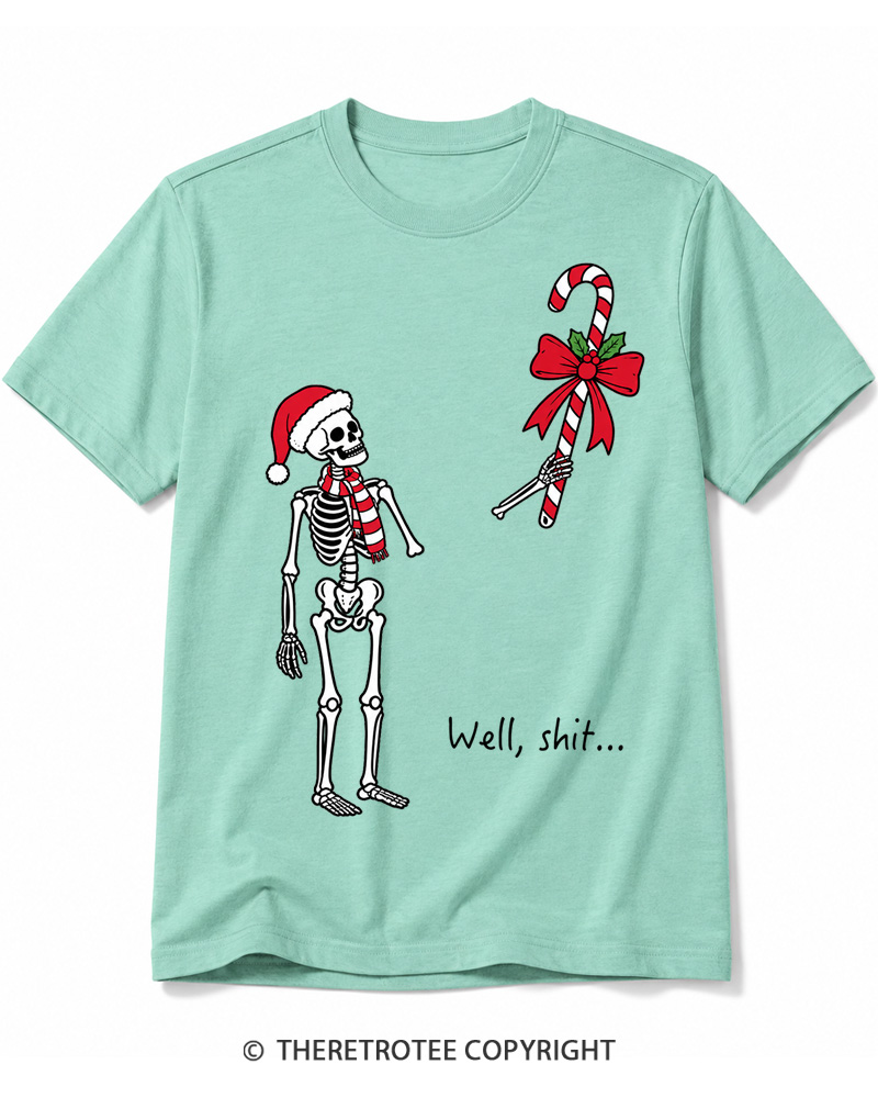 TheRetroTee Christmas Skeleton Vintage Cotton T-Shirt