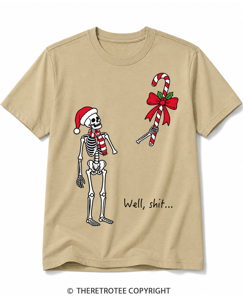 TheRetroTee Christmas Skeleton Vintage Cotton T-Shirt