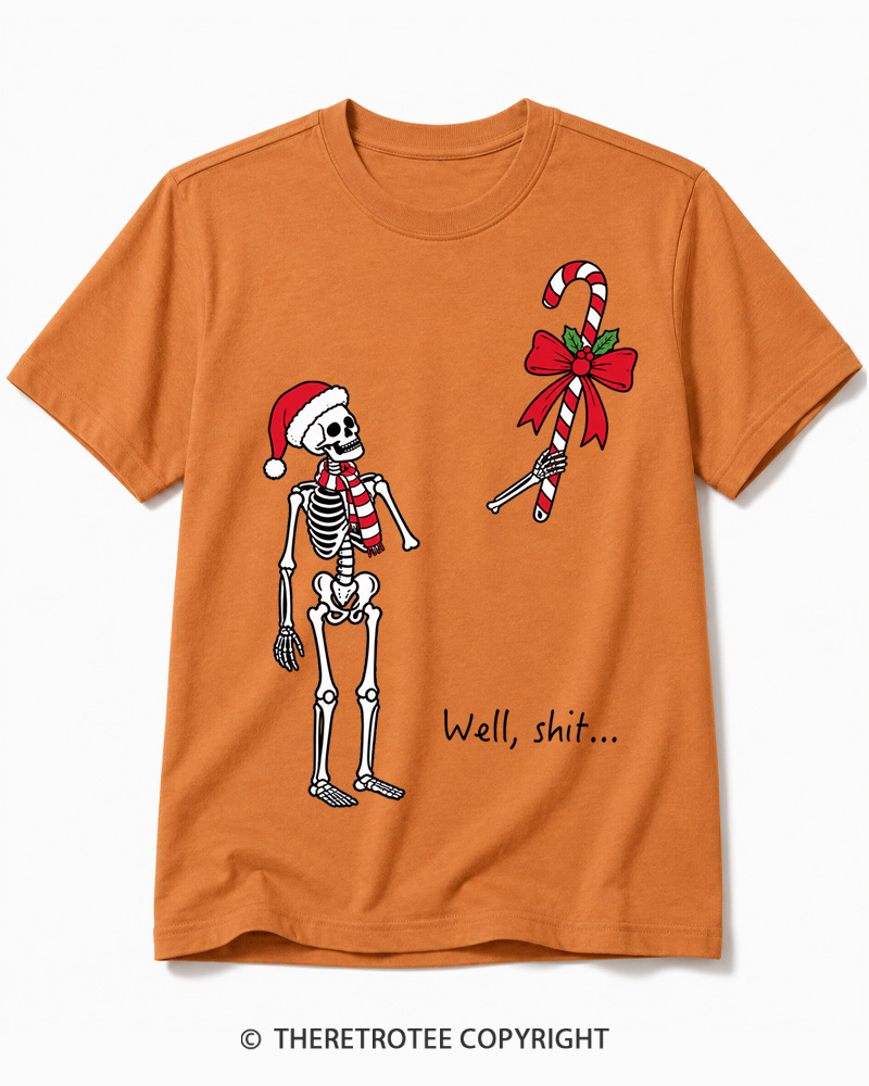 TheRetroTee Christmas Skeleton Vintage Cotton T-Shirt