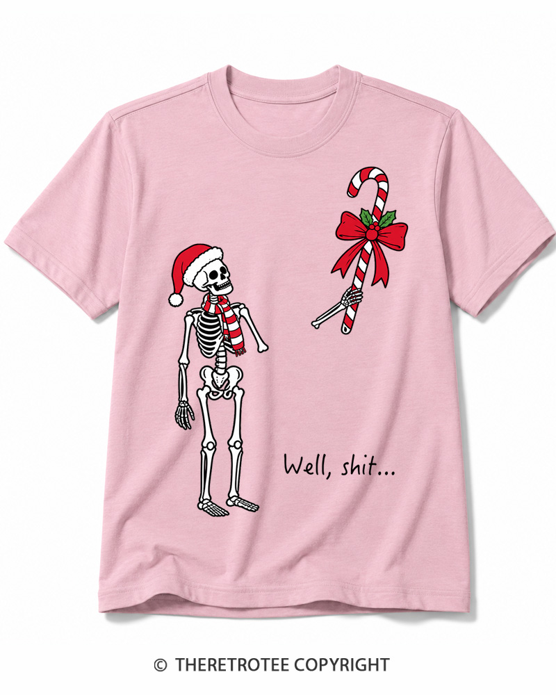 TheRetroTee Christmas Skeleton Vintage Cotton T-Shirt