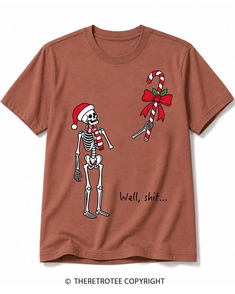 TheRetroTee Christmas Skeleton Vintage Cotton T-Shirt