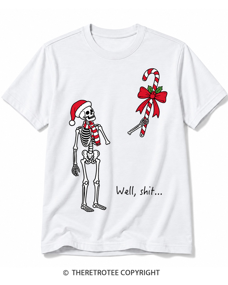 TheRetroTee Christmas Skeleton Vintage Cotton T-Shirt