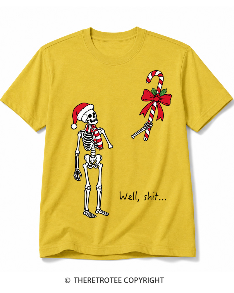 TheRetroTee Christmas Skeleton Vintage Cotton T-Shirt