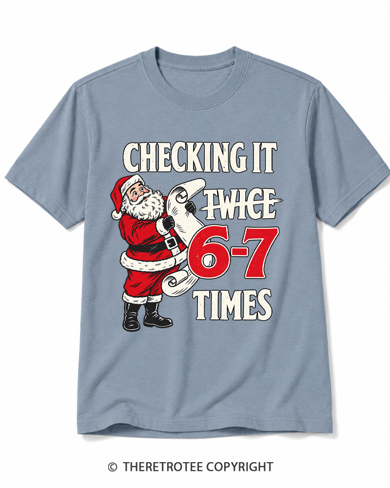TheRetroTee Checking It Twice 6–7 Times Vintage Cotton T-Shirt