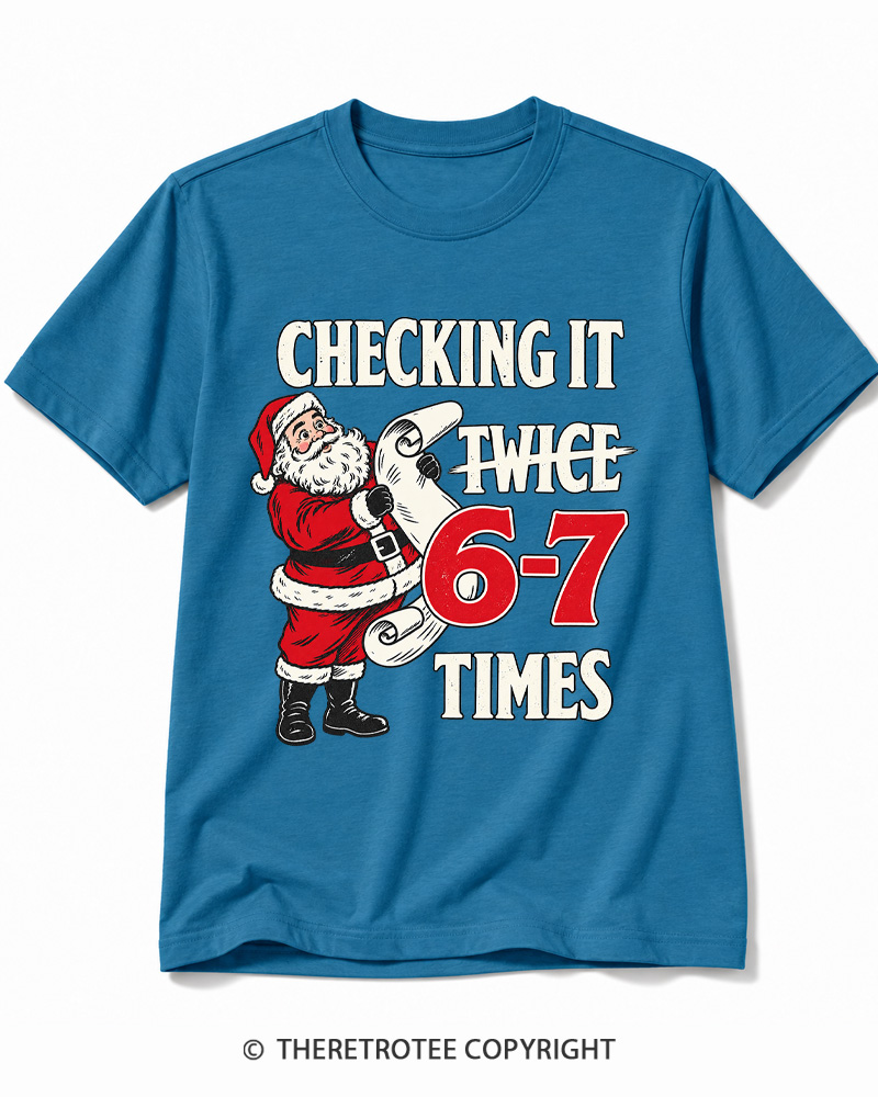 TheRetroTee Checking It Twice 6–7 Times Vintage Cotton T-Shirt