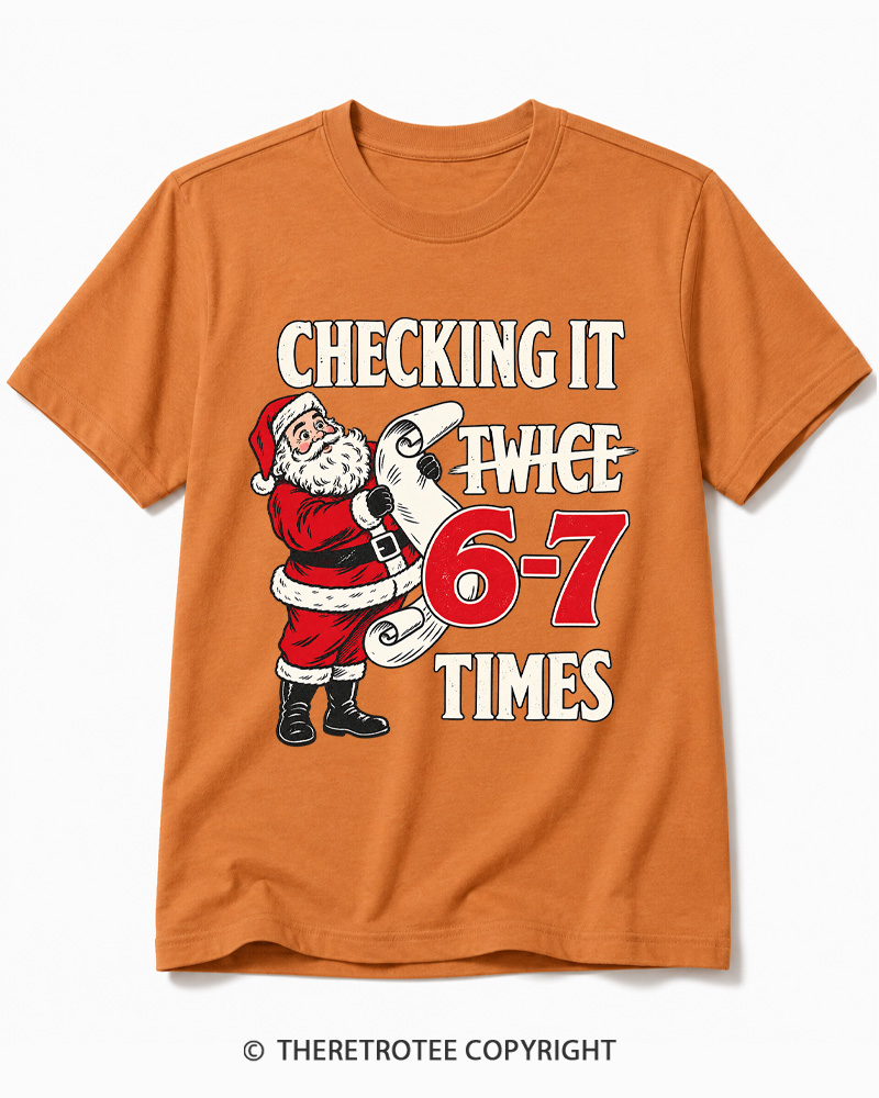 TheRetroTee Checking It Twice 6–7 Times Vintage Cotton T-Shirt
