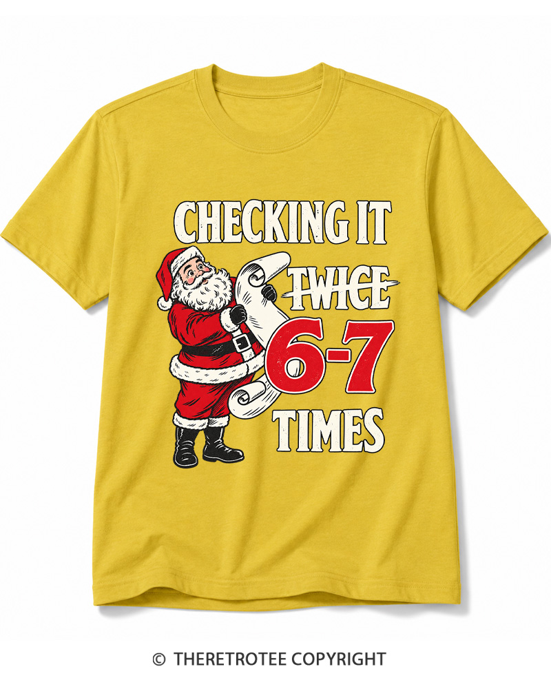 TheRetroTee Checking It Twice 6–7 Times Vintage Cotton T-Shirt