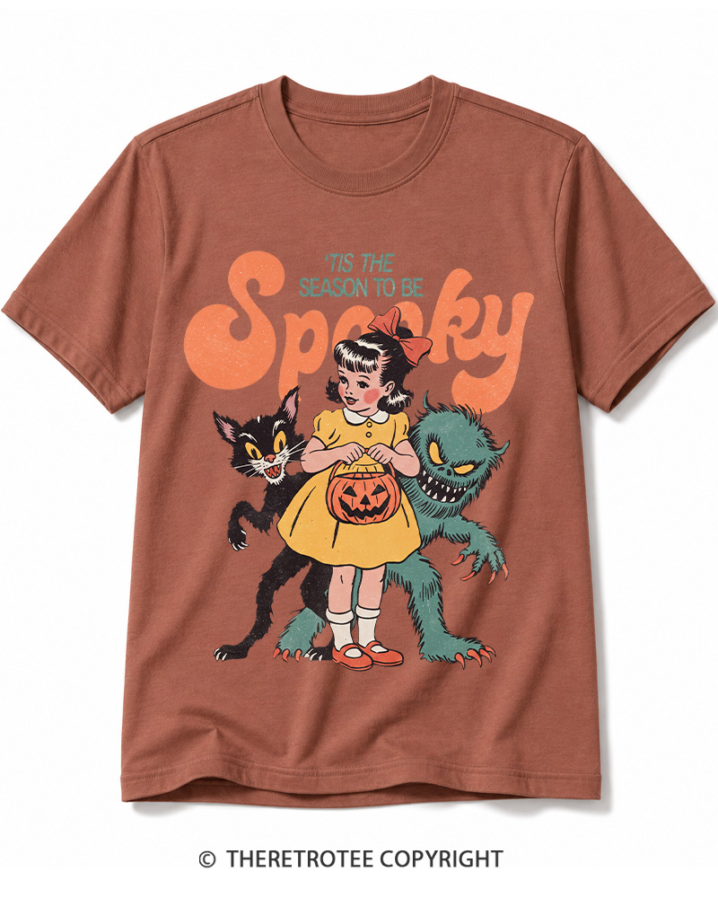 TheRetroTee Tis The Season To Be Spooky Halloween 1950s Cotton T-Shirt