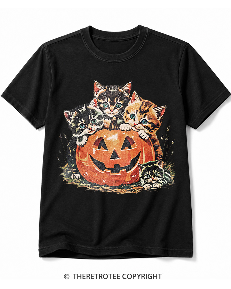 TheRetroTee Vintage Cat Halloween 1990s Cotton T-Shirt