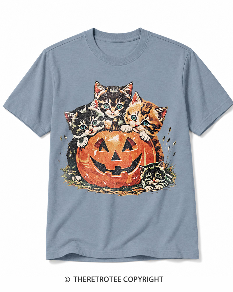 TheRetroTee Vintage Cat Halloween 1990s Cotton T-Shirt