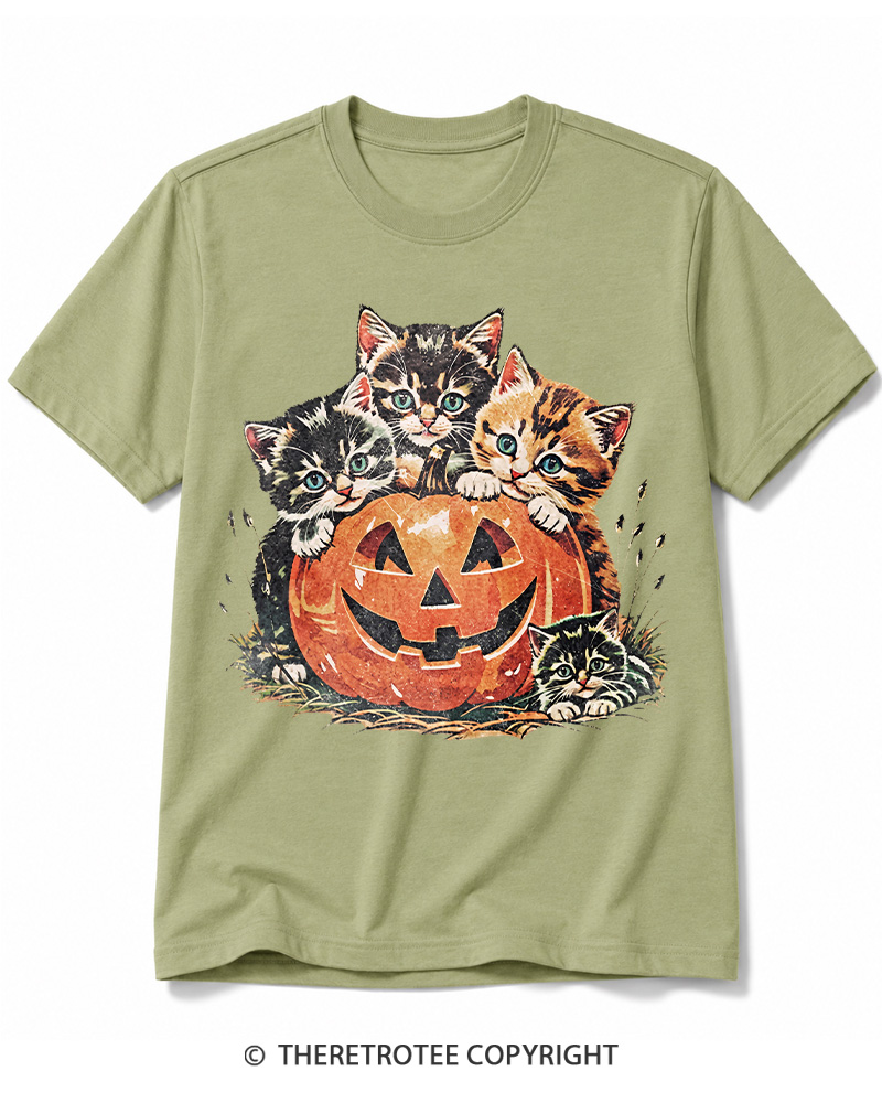 TheRetroTee Vintage Cat Halloween 1990s Cotton T-Shirt