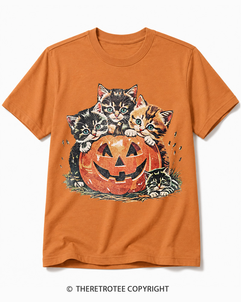 TheRetroTee Vintage Cat Halloween 1990s Cotton T-Shirt