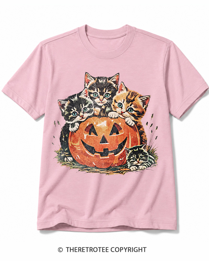 TheRetroTee Vintage Cat Halloween 1990s Cotton T-Shirt