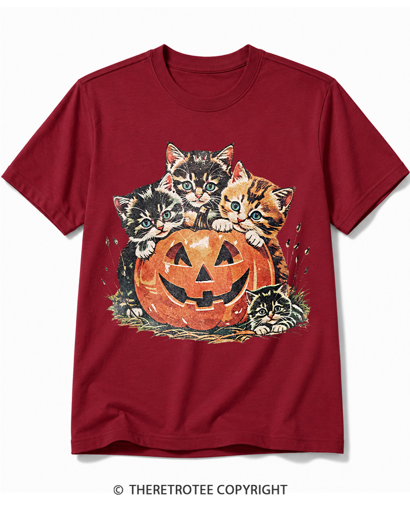 TheRetroTee Vintage Cat Halloween 1990s Cotton T-Shirt