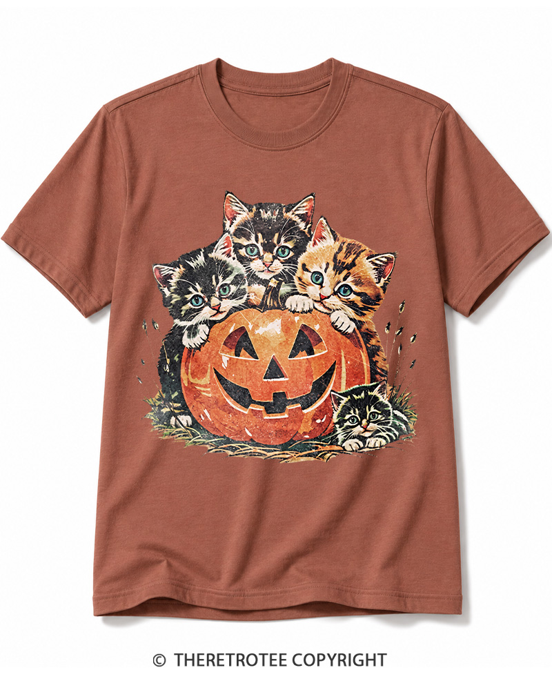TheRetroTee Vintage Cat Halloween 1990s Cotton T-Shirt