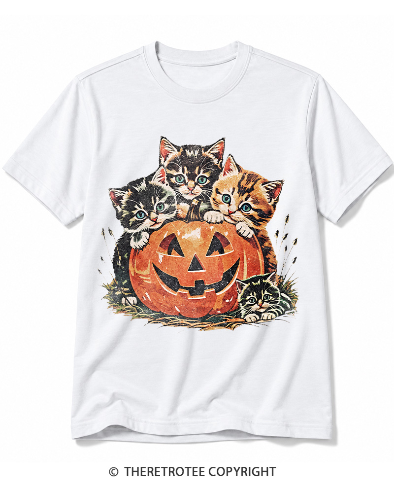 TheRetroTee Vintage Cat Halloween 1990s Cotton T-Shirt