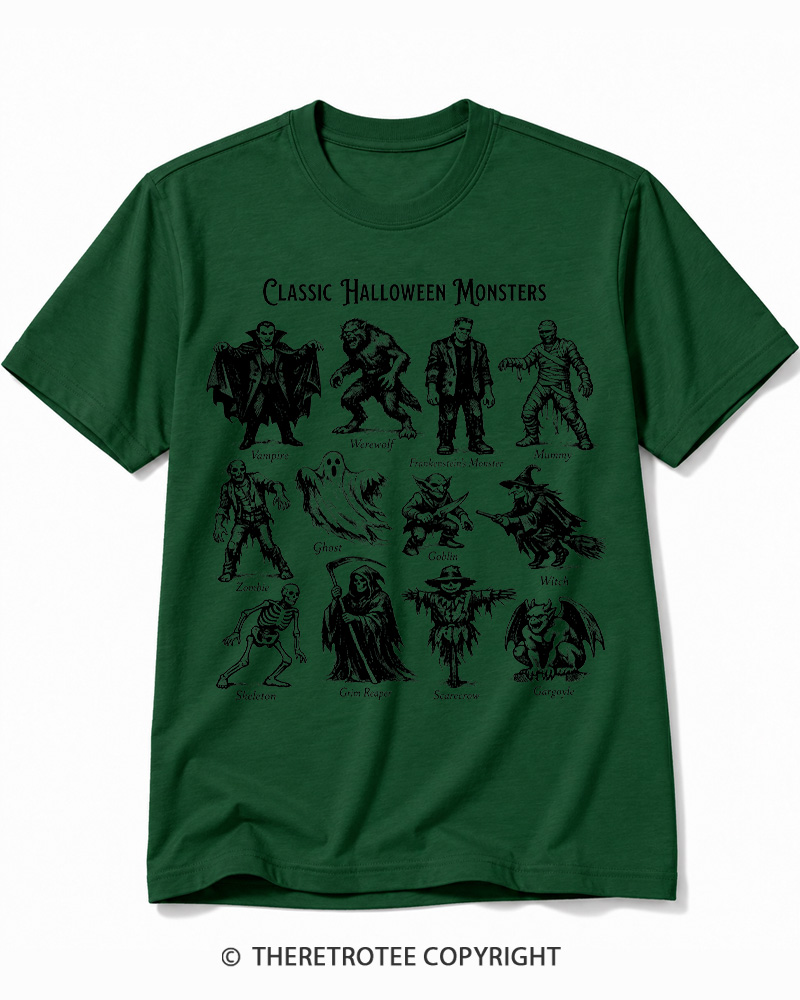 TheRetroTee Vintage Halloween Monsters Cotton T-Shirt