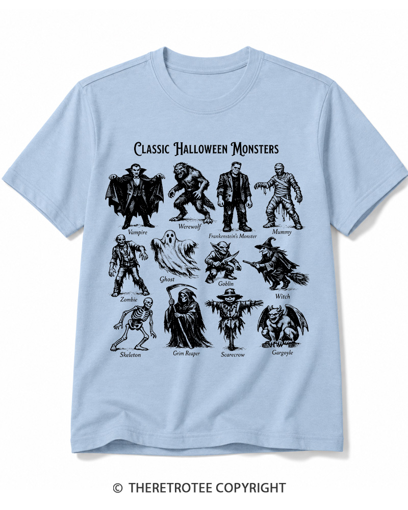 TheRetroTee Vintage Halloween Monsters Cotton T-Shirt