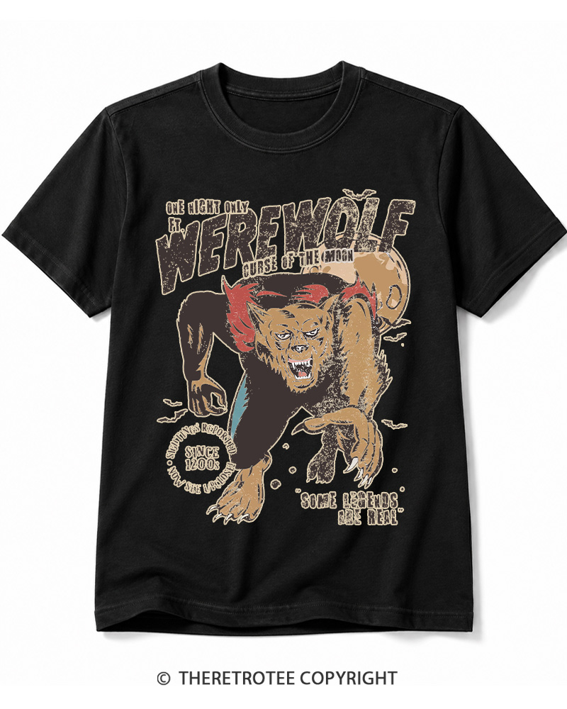 TheRetroTee Werewolf 1970s Halloween Cotton T-Shirt