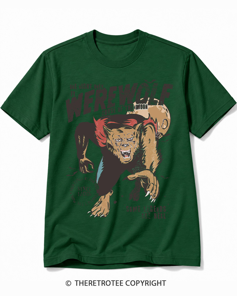 TheRetroTee Werewolf 1970s Halloween Cotton T-Shirt