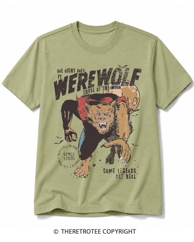 TheRetroTee Werewolf 1970s Halloween Cotton T-Shirt