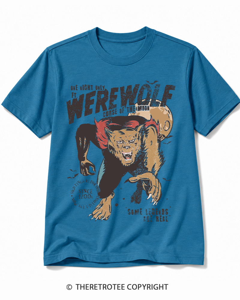 TheRetroTee Werewolf 1970s Halloween Cotton T-Shirt