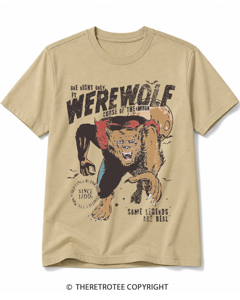 TheRetroTee Werewolf 1970s Halloween Cotton T-Shirt