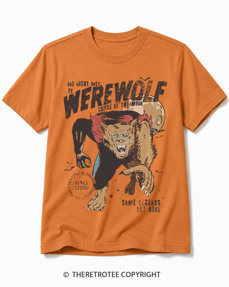 TheRetroTee Werewolf 1970s Halloween Cotton T-Shirt