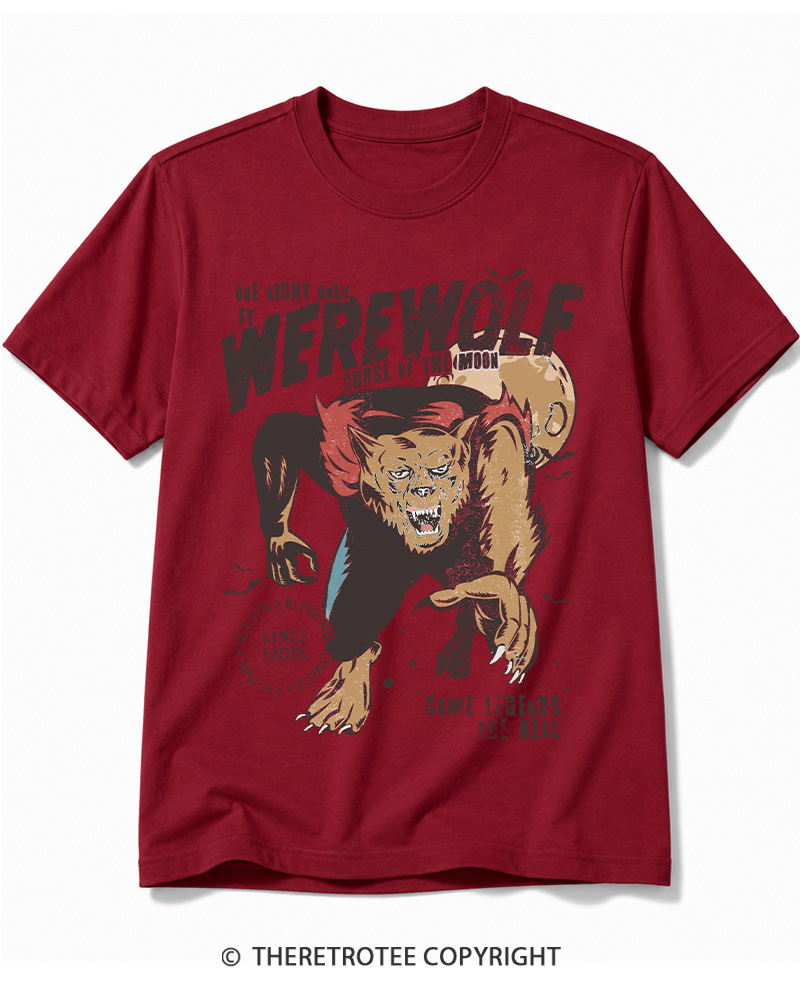 TheRetroTee Werewolf 1970s Halloween Cotton T-Shirt