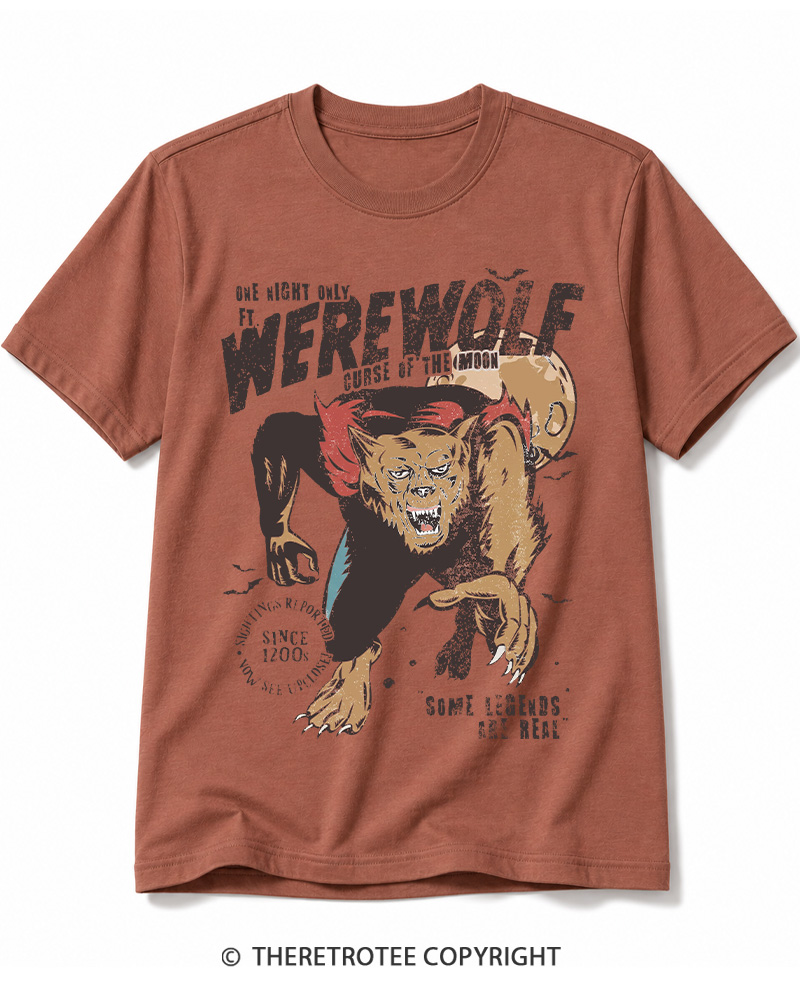 TheRetroTee Werewolf 1970s Halloween Cotton T-Shirt