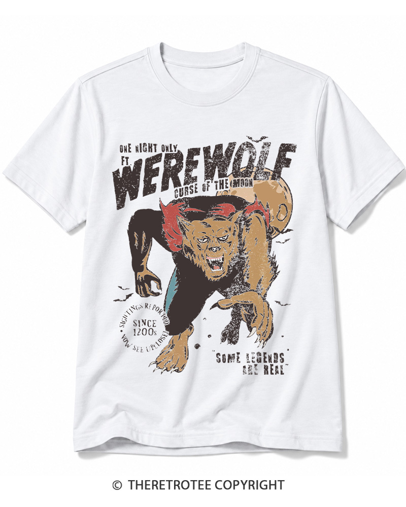 TheRetroTee Werewolf 1970s Halloween Cotton T-Shirt