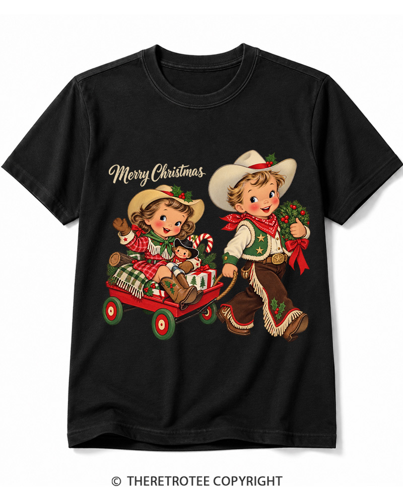 TheRetroTee Cowboy Christmas 1950s Cotton T-Shirt