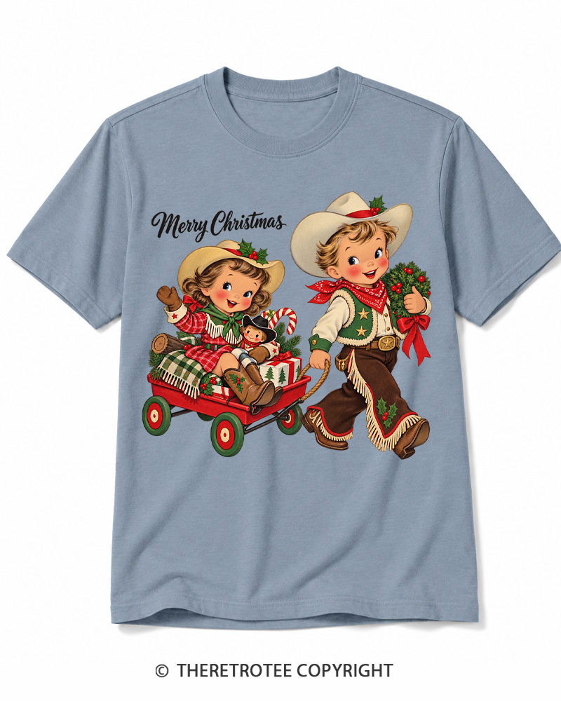 TheRetroTee Cowboy Christmas 1950s Cotton T-Shirt