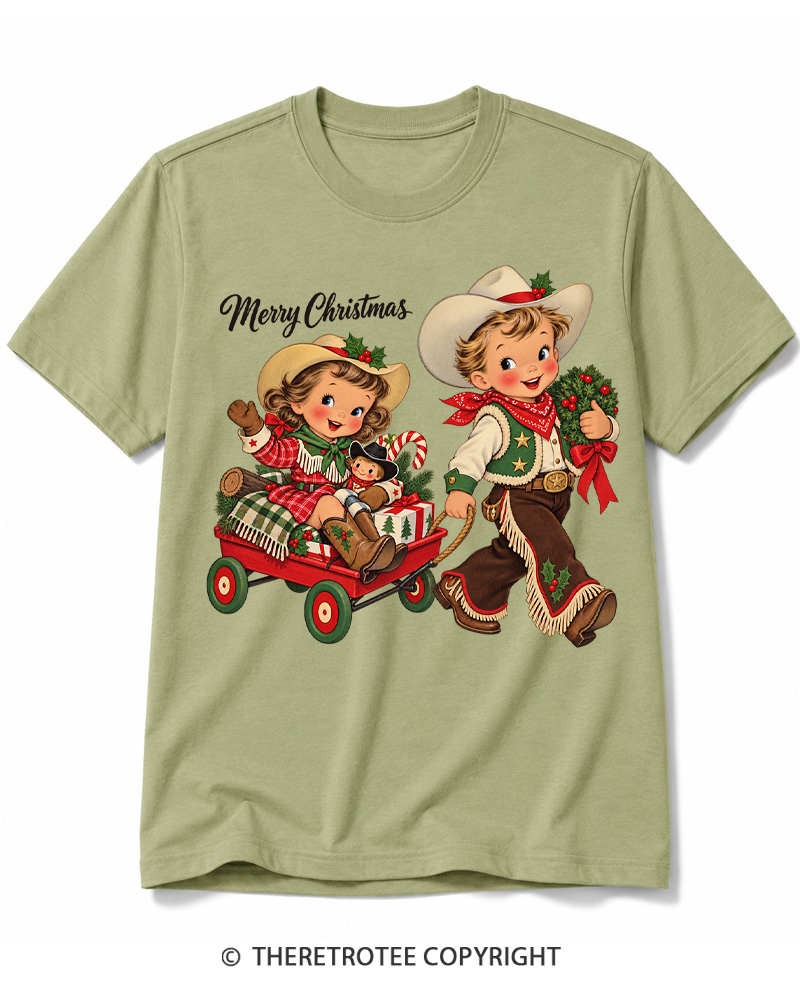 TheRetroTee Cowboy Christmas 1950s Cotton T-Shirt