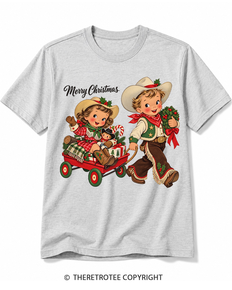 TheRetroTee Cowboy Christmas 1950s Cotton T-Shirt