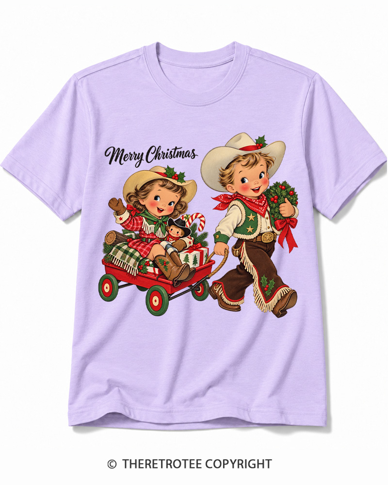 TheRetroTee Cowboy Christmas 1950s Cotton T-Shirt
