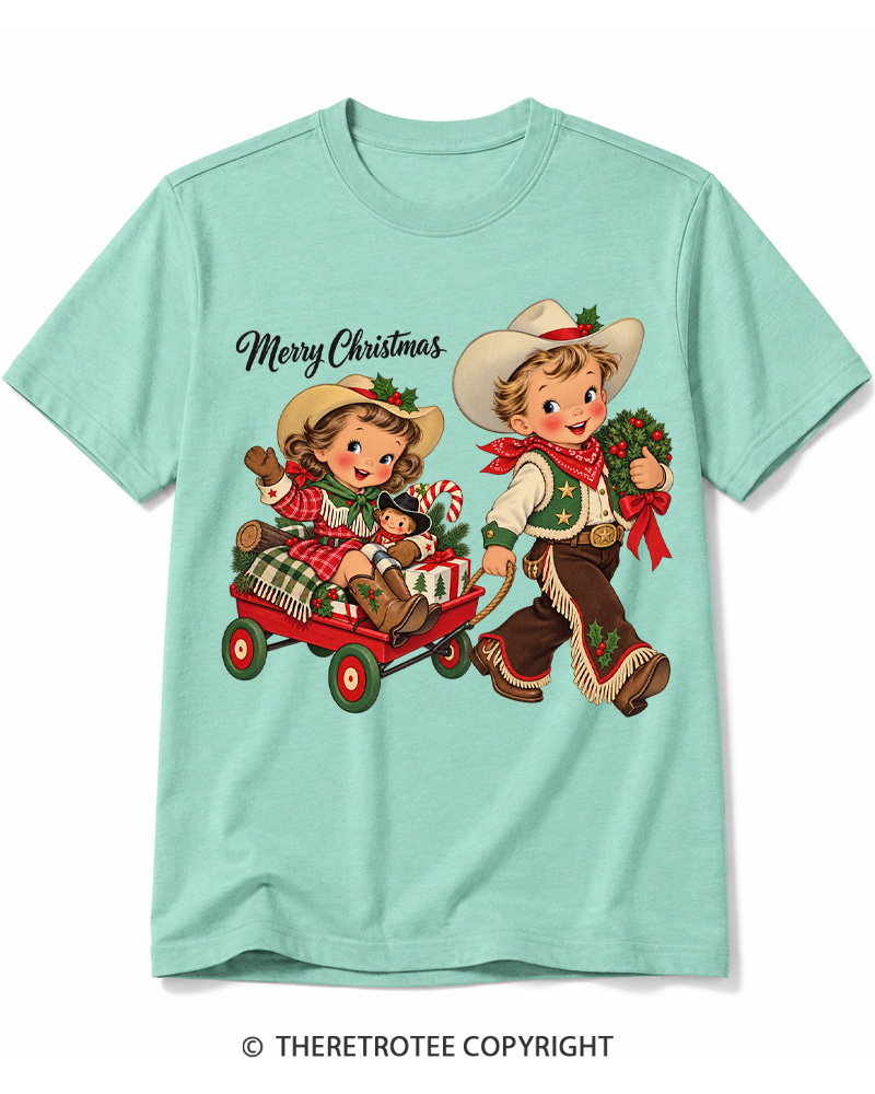 TheRetroTee Cowboy Christmas 1950s Cotton T-Shirt