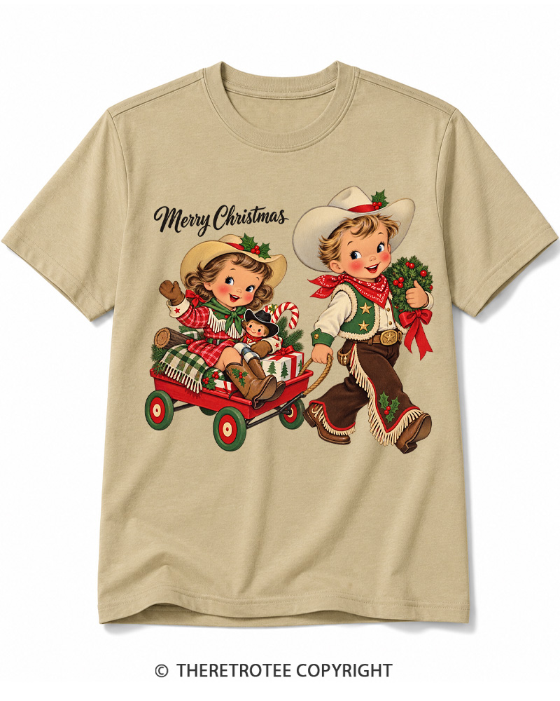 TheRetroTee Cowboy Christmas 1950s Cotton T-Shirt