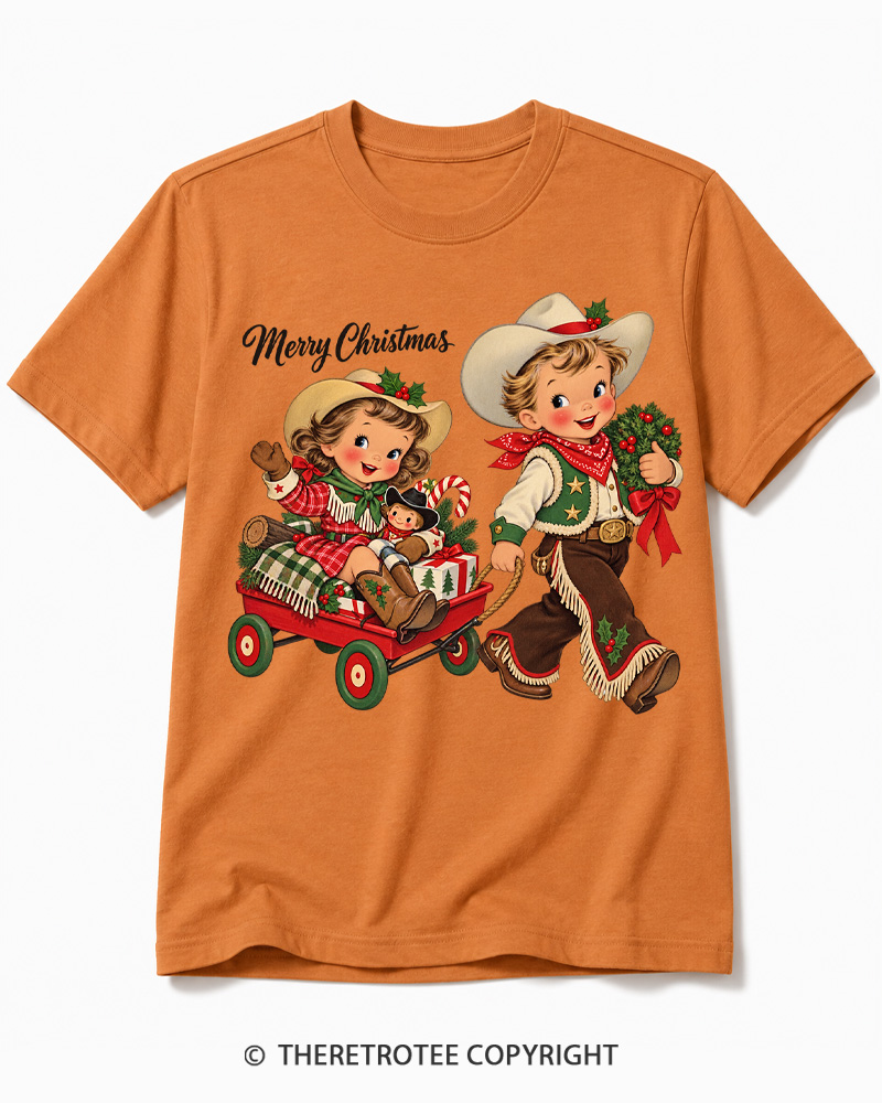 TheRetroTee Cowboy Christmas 1950s Cotton T-Shirt