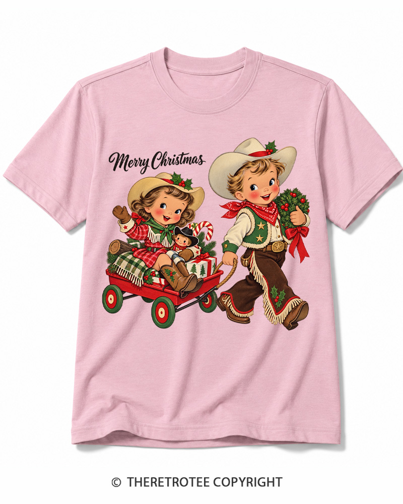 TheRetroTee Cowboy Christmas 1950s Cotton T-Shirt