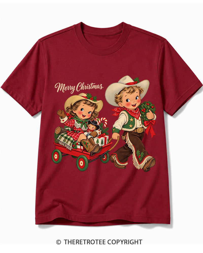 TheRetroTee Cowboy Christmas 1950s Cotton T-Shirt