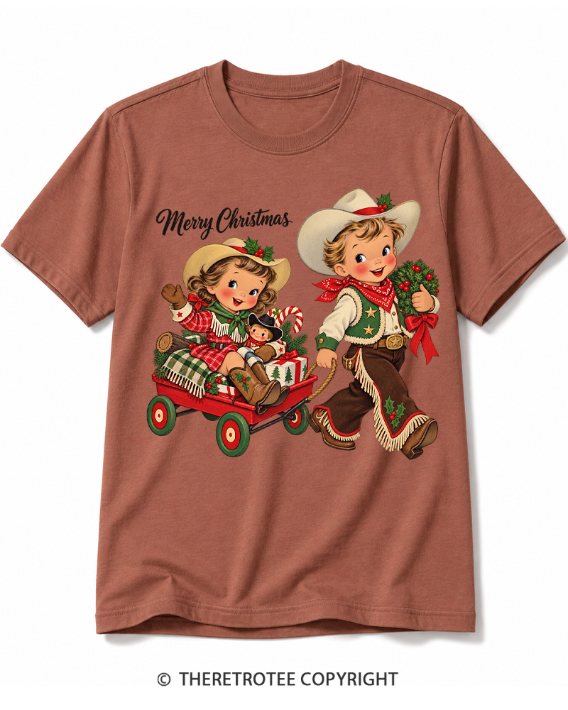 TheRetroTee Cowboy Christmas 1950s Cotton T-Shirt