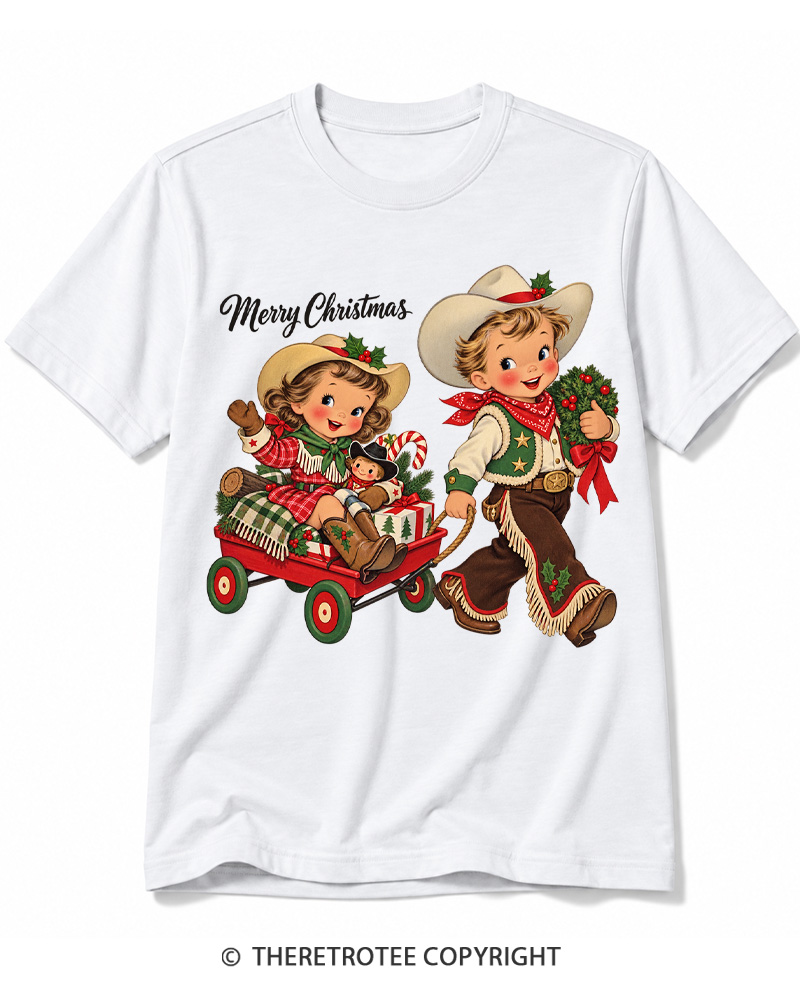 TheRetroTee Cowboy Christmas 1950s Cotton T-Shirt