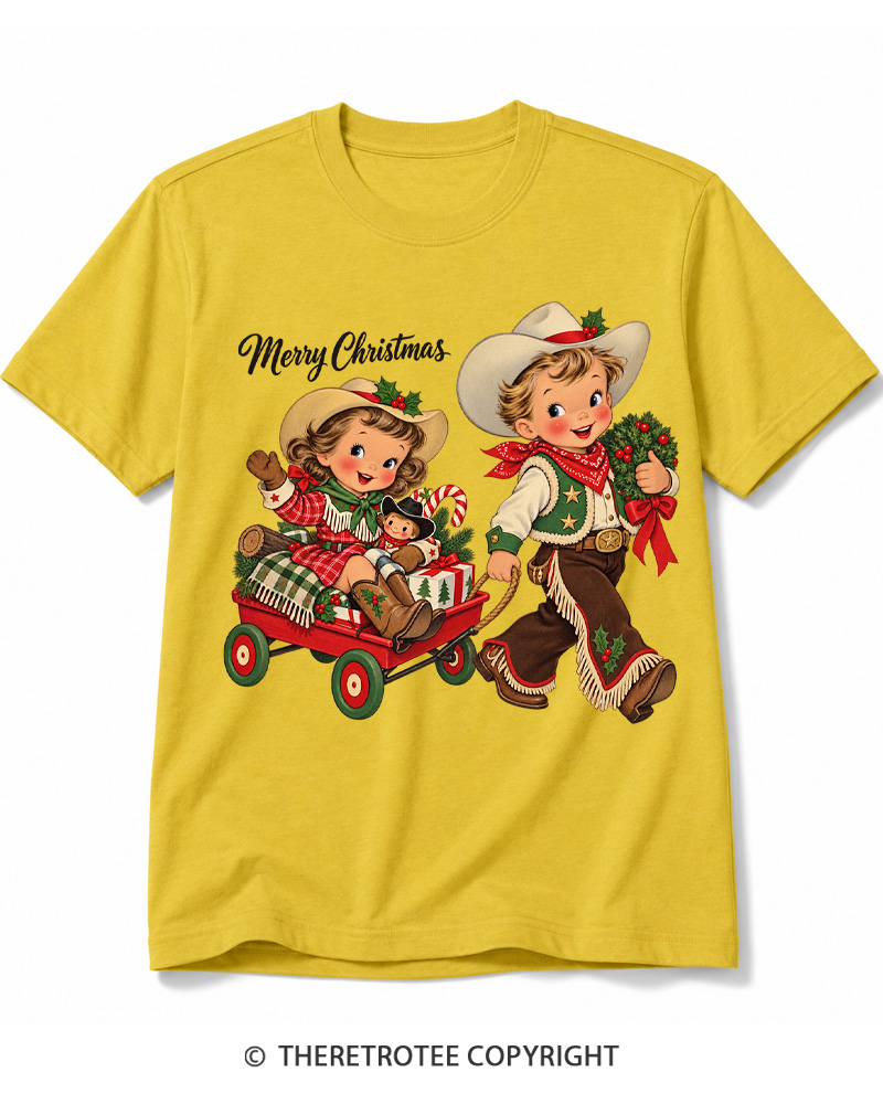 TheRetroTee Cowboy Christmas 1950s Cotton T-Shirt