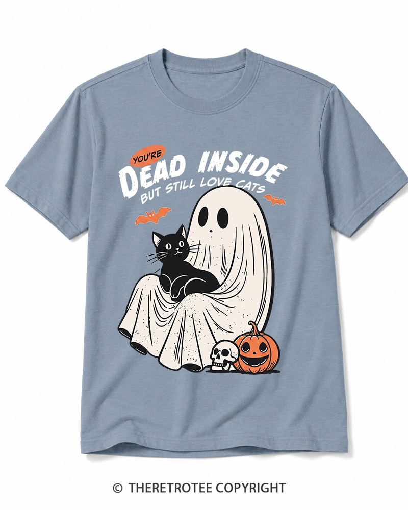 TheRetroTee You’re Dead Inside But Still Love Cats 1990s Cotton T-Shirt