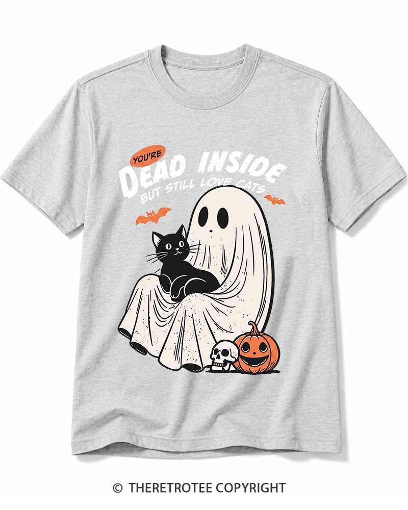 TheRetroTee You’re Dead Inside But Still Love Cats 1990s Cotton T-Shirt