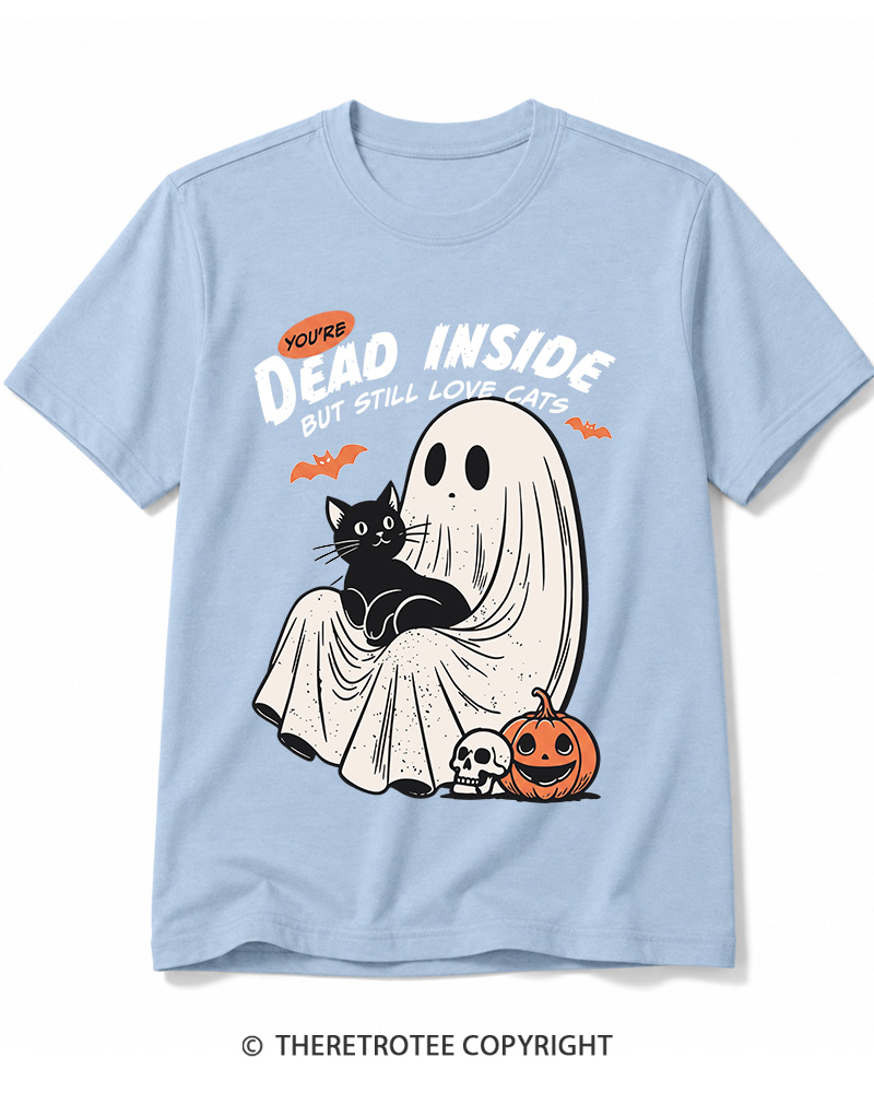 TheRetroTee You’re Dead Inside But Still Love Cats 1990s Cotton T-Shirt