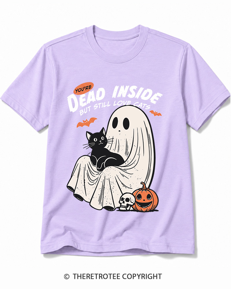 TheRetroTee You’re Dead Inside But Still Love Cats 1990s Cotton T-Shirt