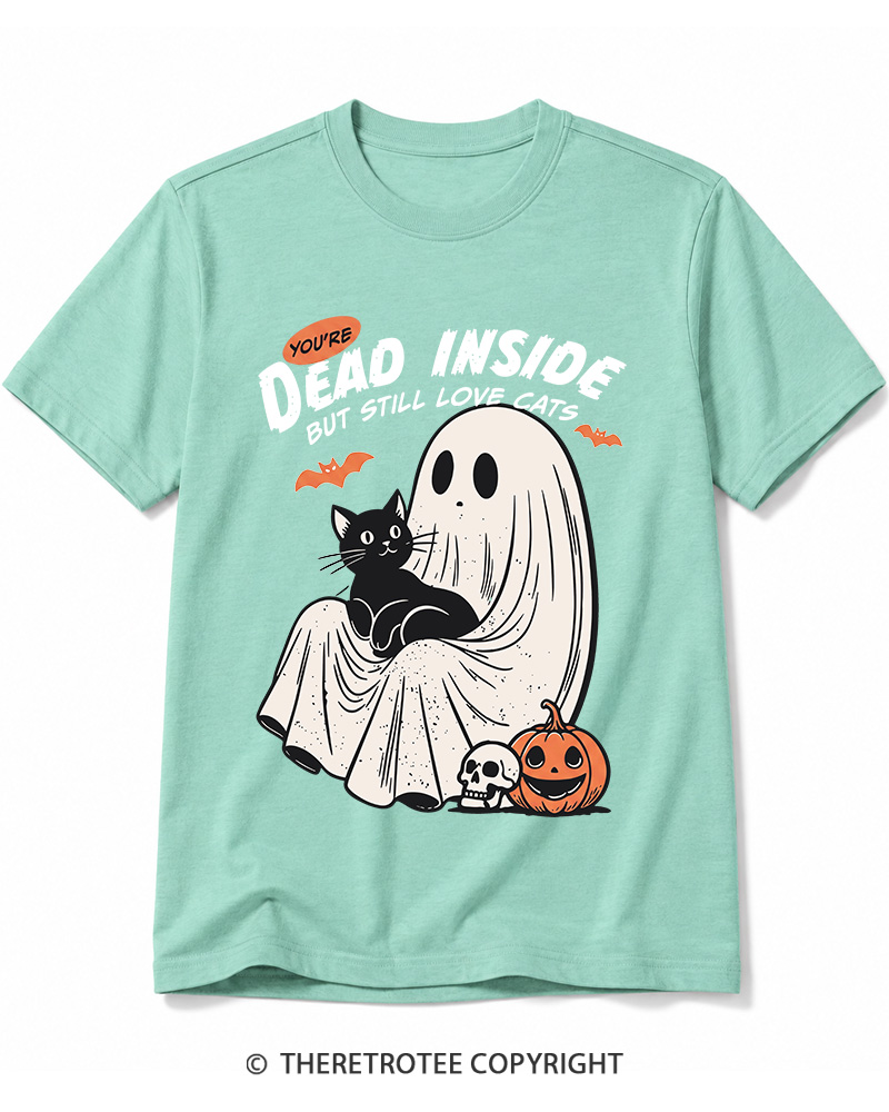 TheRetroTee You’re Dead Inside But Still Love Cats 1990s Cotton T-Shirt