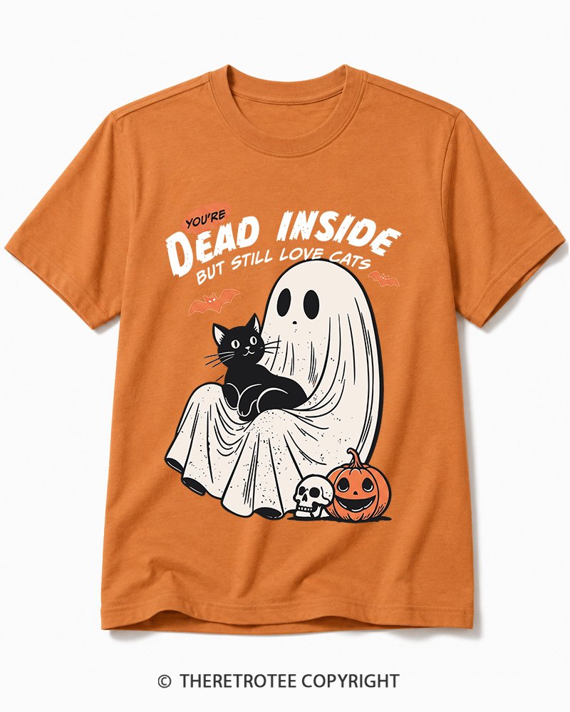 TheRetroTee You’re Dead Inside But Still Love Cats 1990s Cotton T-Shirt